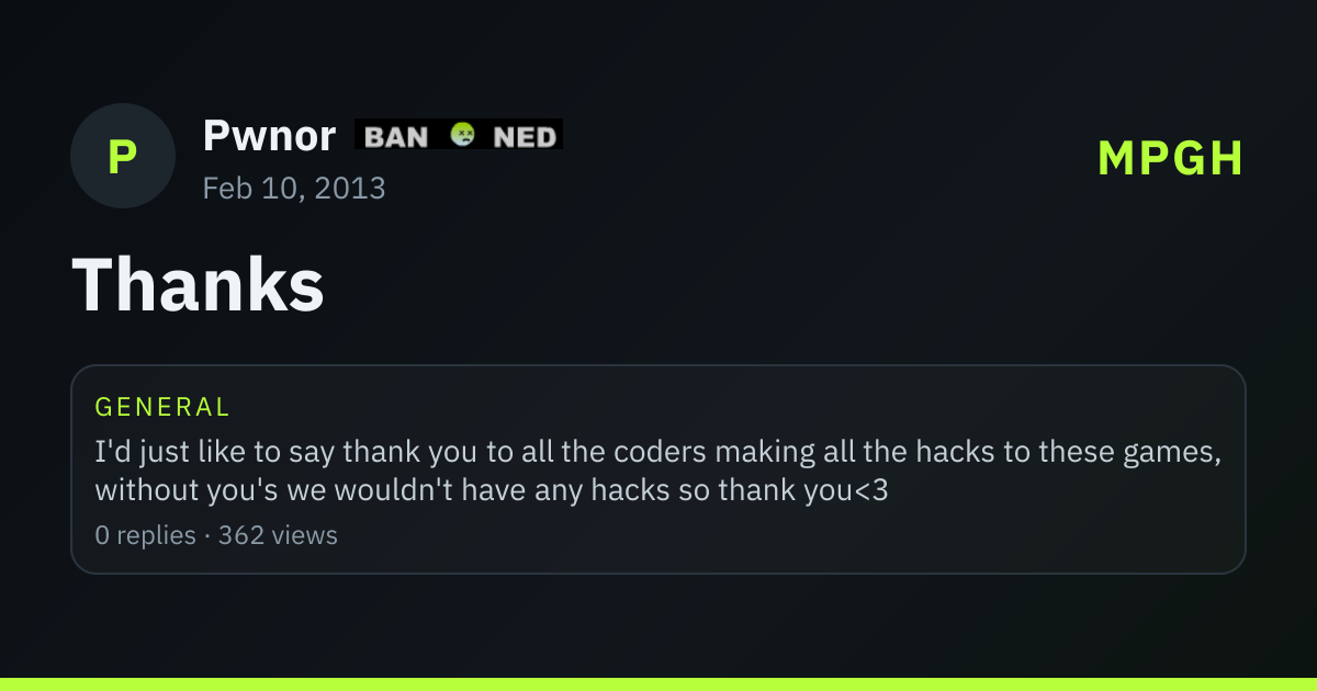 Thanks - MPGH - MultiPlayer Game Hacking & Cheats