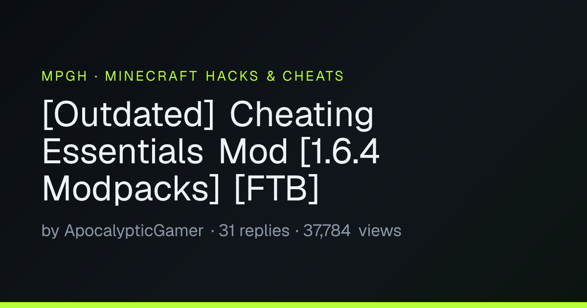 Cheating Essentials Mod [1.6.4 Modpacks] [FTB] - MPGH